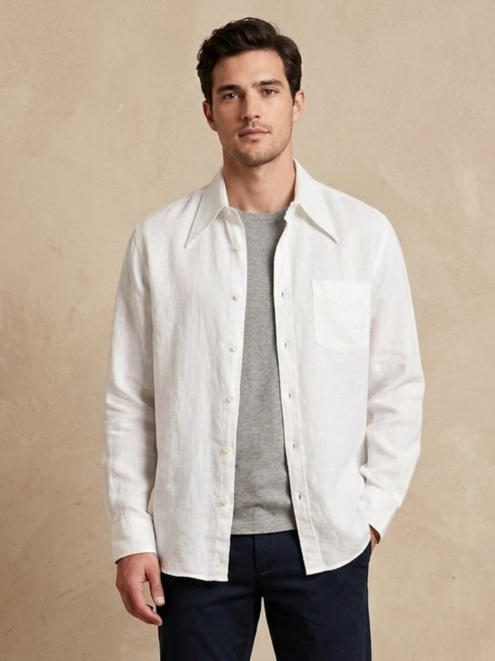 Bergdorf Goodman The Salting Classic Linen Button-Front Shirt Size Large